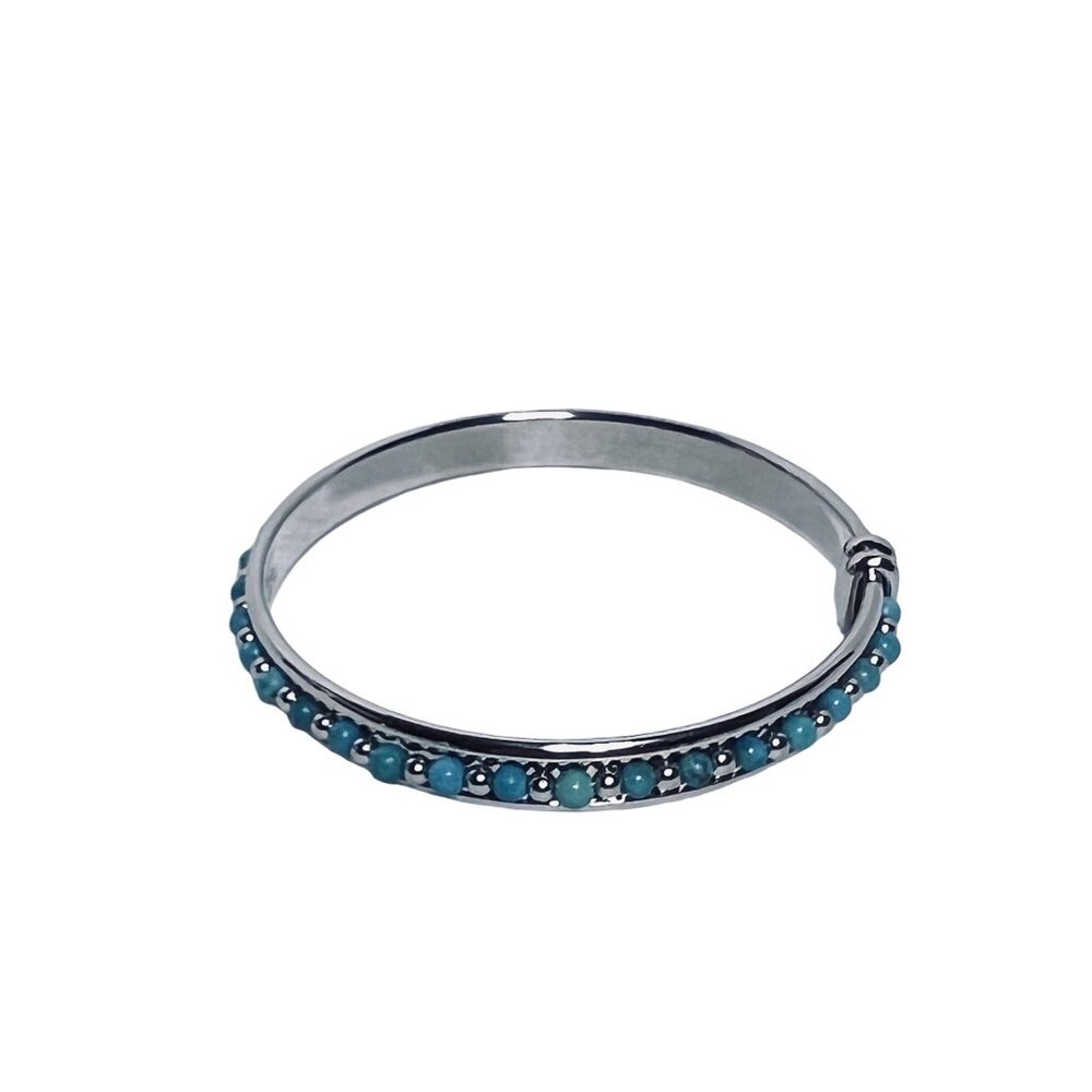 Bronze Milor Italy Silver Tone And Faux Turquois Bracelet (6210) - Picture 4 of 6